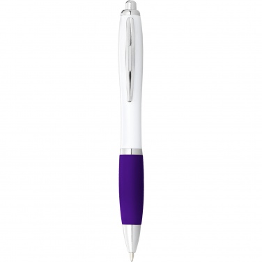 Logotrade business gift image of: Nash ballpoint pen with white barrel and coloured grip